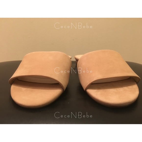 ❤️EU 37 - Block Heel Leather Nubuck Slide Mule AGENDA Sandals - Beige - BNIB - Picture 7 of 12